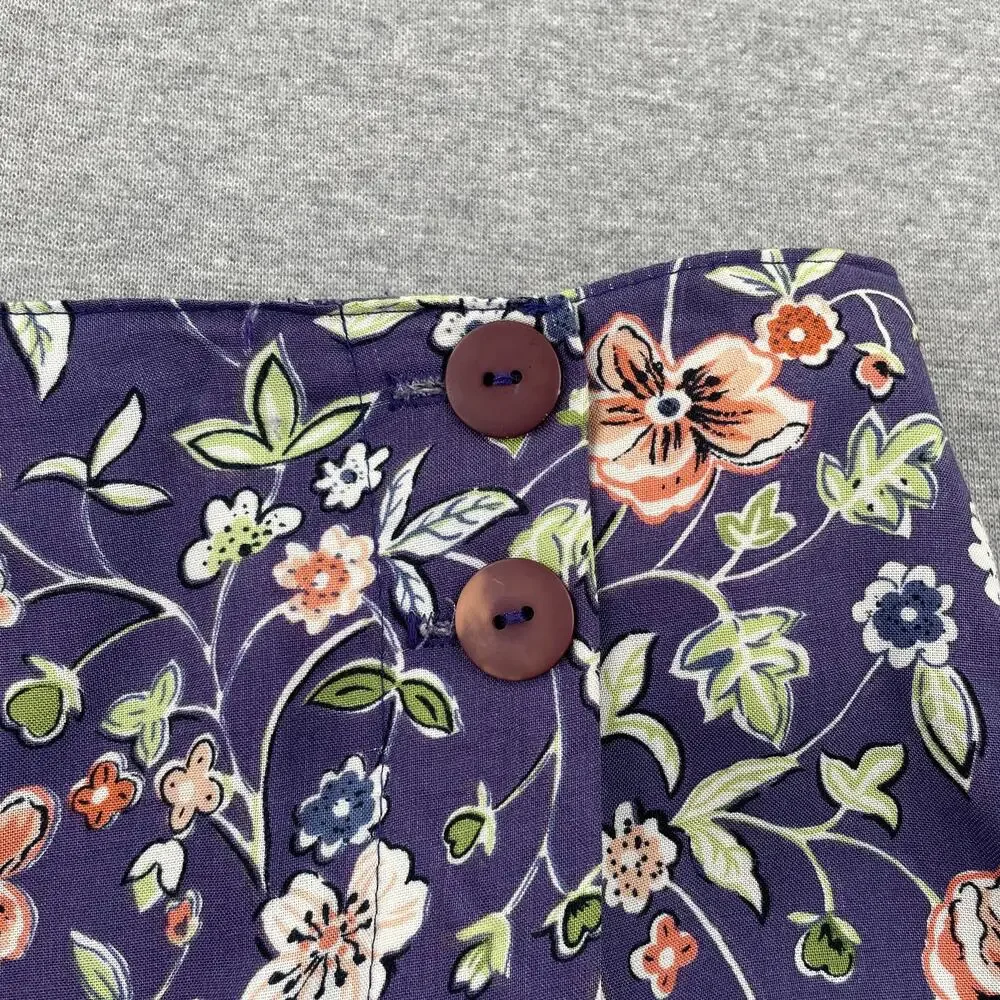 90s VTG Paul Harris Design Floral Maxi Skirt Size L Purple Wrap Front Fairycore
